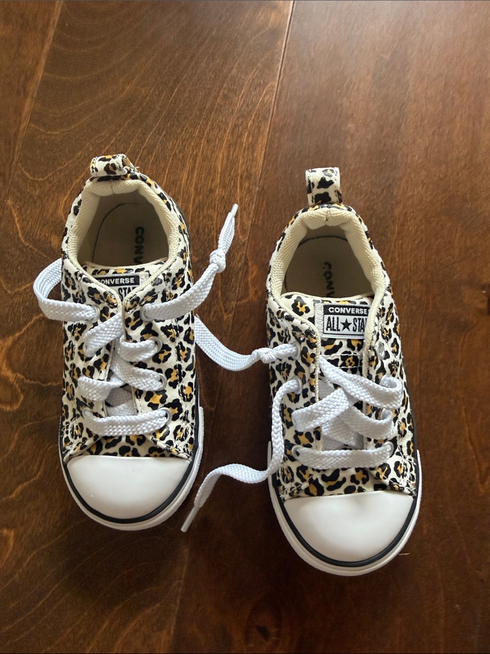 Converse Kids Leopard Print Low Top Sneakers - White, Tan & Black